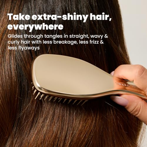 Image 4 of TANGLE TEEZER Chrome Detangler Mini Hair Brush, Straight to Curly, Gold