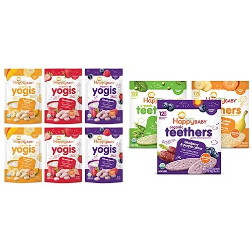 Image 1 of Default Title for the product Happy Baby Organics Yogis Freeze-Dried Yogurt & Fruit Snacks Variety Pack