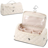 Thumbnail for Image 9 of Bow A-Beige for the product GISMTR Quilted Hair Tools Travel Case