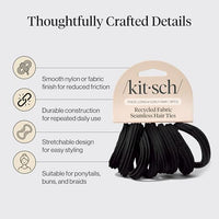 Thumbnail for Image 4 of Kitsch Seamless Hair Ties No Damage - Stretchy Hair Bands - Black, 8pcs