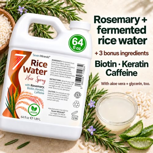 Image 5 of Seven Minerals Rosemary and Rice Water Spray for Hair Growth, 64 fl oz Refill