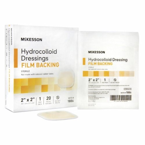 Hydrocolloid Dressing Waterproof Film Backing 2 X 2 Inch Square 1886 Count of 1 by McKesson