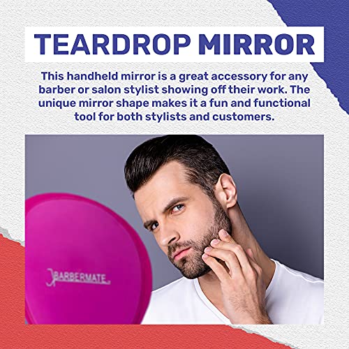 Image 3 of BarberMate Teardrop Mirror, Hand Mirror for Salons and Barbershops, Pink