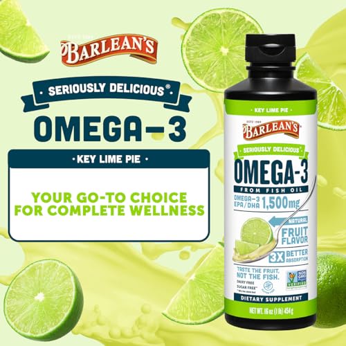 Image 2 of Barlean's Key Lime Pie Omega-3 Fish Oil Liquid, 16oz