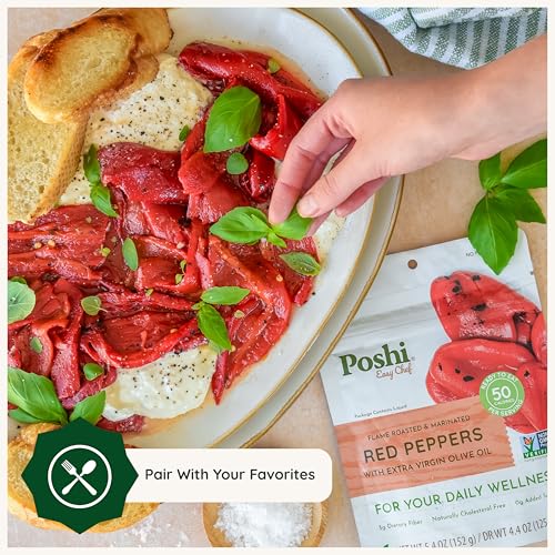Image 5 of Poshi Fire-Roasted Red Peppers, Extra Virgin Olive Oil, 5.4 oz (Pack of 6)
