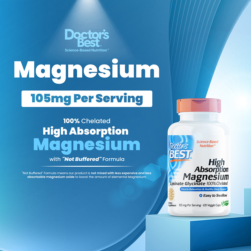 Doctor's Best High Absorption Magnesium Glycinate Lysinate 100% Chelated Tablets