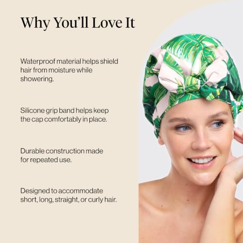 Image 12 of Kitsch Luxury Satin-Lined Flexi Shower Cap for Women