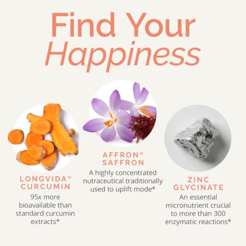 Image 3 of BrainMD Dr Amen Happy Saffron Plus - 90 Capsules - with Saffron Flower Extract, Curcumin & Zinc - Vegan, Gluten Free - 30 Servings