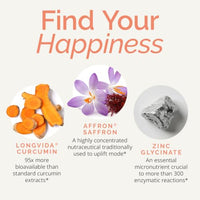 Thumbnail for Image 3 of BrainMD Dr Amen Happy Saffron Plus - 90 Capsules - with Saffron Flower Extract, Curcumin & Zinc - Vegan, Gluten Free - 30 Servings
