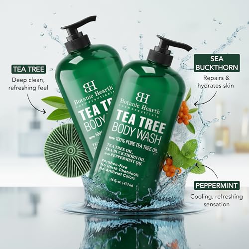 Image 2 of Botanic Hearth Tea Tree Body Wash & Silicone Body Brush - 16 fl oz Set of 2