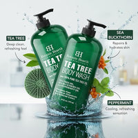 Thumbnail for Image 2 of Botanic Hearth Tea Tree Body Wash & Silicone Body Brush - 16 fl oz Set of 2