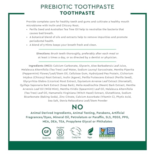 Image 3 of Desert Essence Prebiotic Mint Toothpaste, Fluoride Free, 6.25 oz
