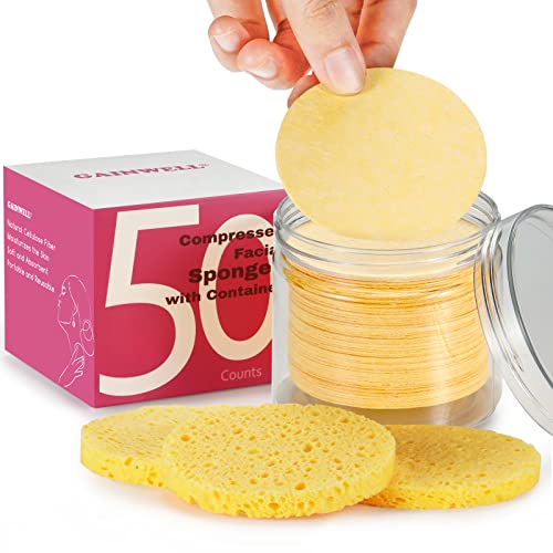 Image 3 of Yellow for the product GAINWELL Compressed Facial Sponges with Storage Container