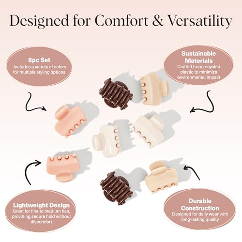 Image 4 of Kitsch Small Hair Clips for Women - Cute Hair Accessories - Rosewood, 8pcs
