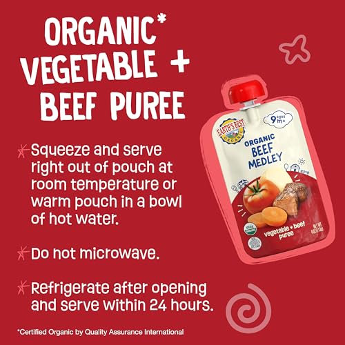 Image 3 of Earth's Best Organic Baby Food Pouches, 9+ Months, Beef Medley, 4 Ounce, Pack of 12