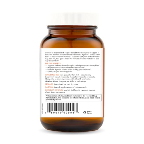 Image 4 of PURE ESSENCE LABS Pure Essence Candex Digestive Enzyme Supplement with Cellulase & Hemicellulase - Supports Gut Health, Carbohydrate Digestion & Microbiome Balance - Non-GMO - 80 Capsules