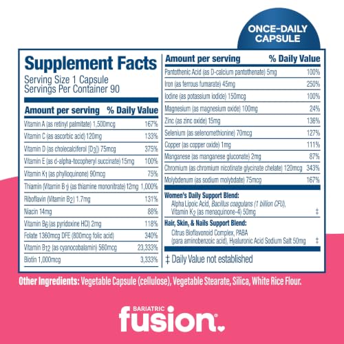 Image 3 of Bariatric Fusion Bariatric Multivitamin with Iron for Women, 90 Count