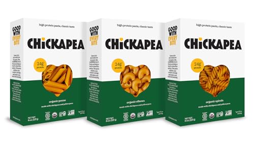 Image 1 of Default Title for the product Chickapea Organic Chickpea Pasta - Penne, Elbows and Spirals Variety Pack - 8 oz (Pack of 3)