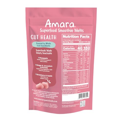Image 2 of Amara Organic Gut Blend Superfood Smoothie Melts - 1oz: 8 Months and Up, Pouch, Gluten-Free, Non-GMO