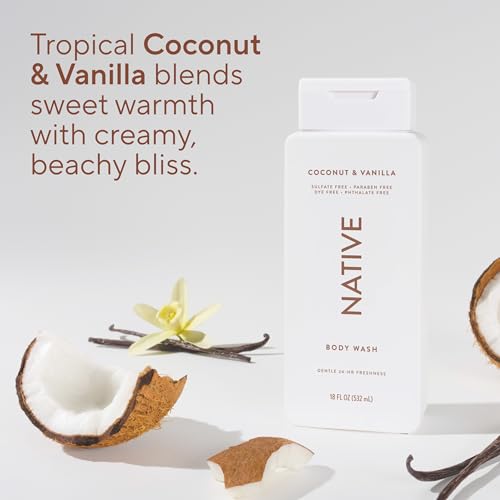 Image 5 of Native Clean Body Wash, Gentle & pH-balanced, Coconut & Vanilla, 18fl oz
