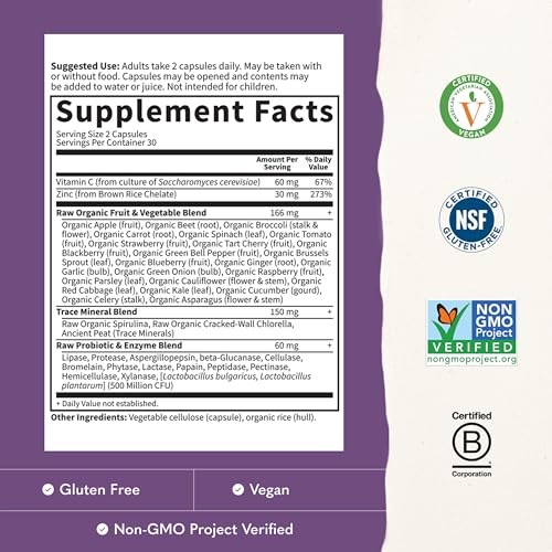 Image 3 of Garden of Life Vitamin Code Raw Zinc Supplement 30mg, 60 Vegan Capsules