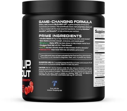 Image 6 of Bucked Up Pre Workout 6 Grams Citrulline, 2 Grams Beta Alanine, and 3 Other Registered trademarked Ingredients (Red Raz)
