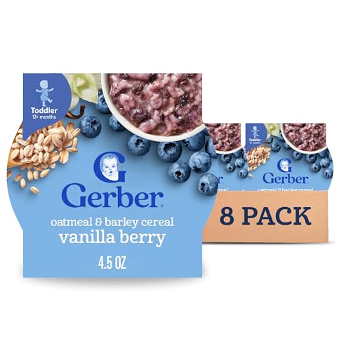 Image 1 of Default Title for the product Gerber Toddler Vanilla Berry Oatmeal with Barley Cereal, 4.5 Oz, 8 Pack
