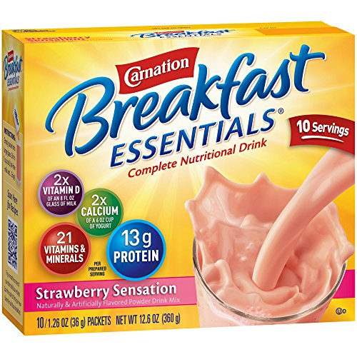 Image 1 of Default Title for the product Carnation Breakfast Essentials Strawberry Sensation Complete Nutritional Drink 10 Count 1.26 oz (Pack of 5)