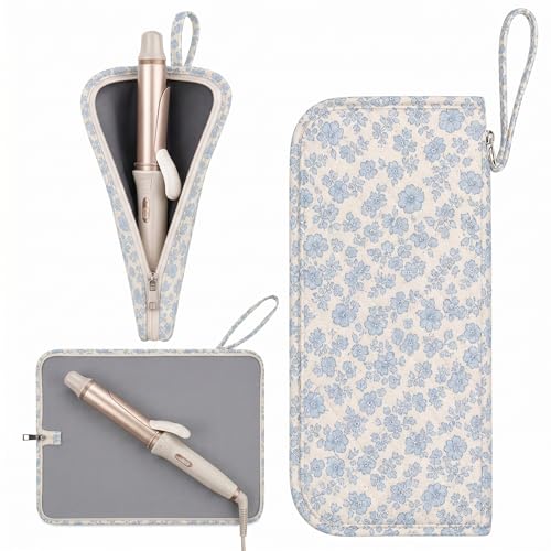 Image 1 of Default Title for the product dadop Curling Iron Travel Bag, Heat Resistant Hair Tools Travel Bag with Wrist Strap, Quilted Hot Tools Travel Case for Curling Iron, Flat Iron & Hair Styling Accessories