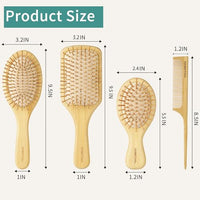 Thumbnail for Image 2 of DEBETOOL Bamboo Hair Brush Set with Wide-tooth and Tail Comb