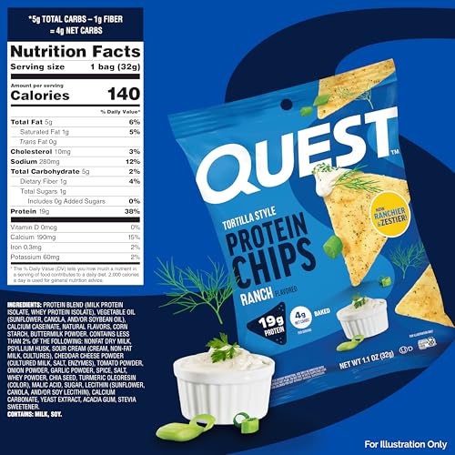 Image 2 of Quest Nutrition Ranch Tortilla Style Protein Chips, 4 Count