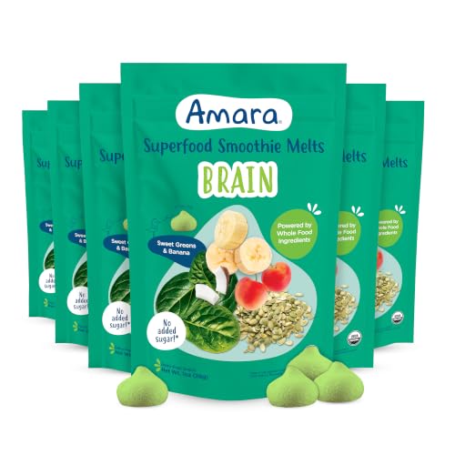 Image 1 of Default Title for the product Amara Organic Sweet Greens & Banana Brain Blend Superfood Smoothie Melts - Baby Snacks, 8 Months and Up, Plant-Based, Pack of 6