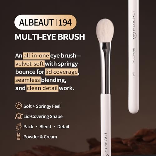 Image 2 of ALBEAUT Eyeshadow Brush, Eye Makeup Brush Even Eyeshadow Applicators Soft Natural Hair Bristles for Flawless Smudge, Multi-task for spot conealing & highlighting (194 Multi-Eye)