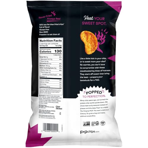 Image 2 of popchips Popchips Potato Chips Sweet Heat 5.0oz Share Bags Pack of 4