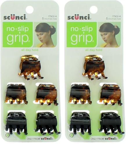 Image 2 of Black / 5 Count (Pack of 2) for the product Scunci No-Slip Grip Mini Jaw Clips, 5 Count
