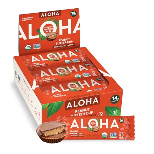 Image 1 of Default Title for the product ALOHA Organic Plant Based Protein Bars - Peanut Butter Cup Bar - 12 Bars