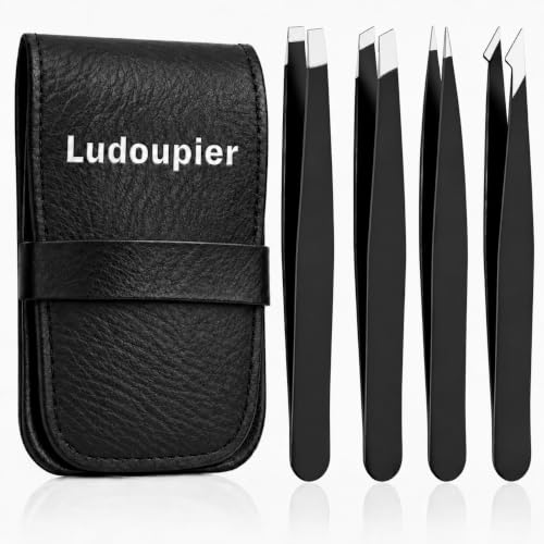 Image 1 of Black for the product LUDOUPIER Tweezers Set with Travel Case 5 Pieces