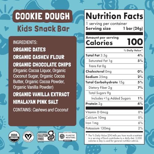 Image 2 of Skout Organic Cookie Dough Kids Snack Bars (18 Pack)