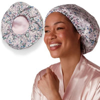 Thumbnail for Image 5 of Wisteria / Regular for the product Kitsch Luxury Satin-Lined Flexi Shower Cap for Women