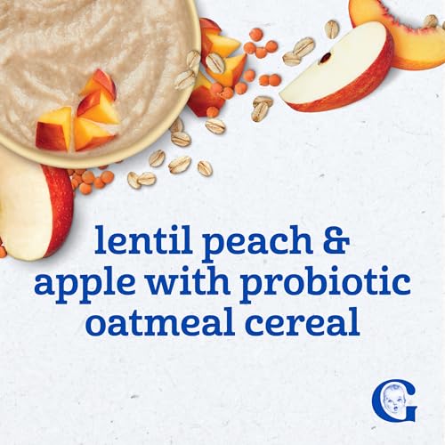 Image 3 of Gerber Powerblend Oatmeal Lentil Peach Apple Cereal, 8 Oz, 5 Pack