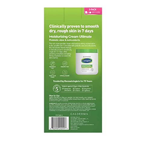 Image 2 of Cetaphil Moisturizing Cream Ultimate with Prebiotic Aloe, Very Dry to Dry Sensitive Skin, 2 Pack - 20 Ounce and 16 Ounce