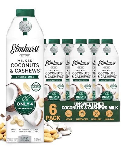 Image 1 of Default Title for the product Elmhurst 1925 Unsweetened Coconut & Cashew Milk - 32 Fl. Oz (6-Pack)