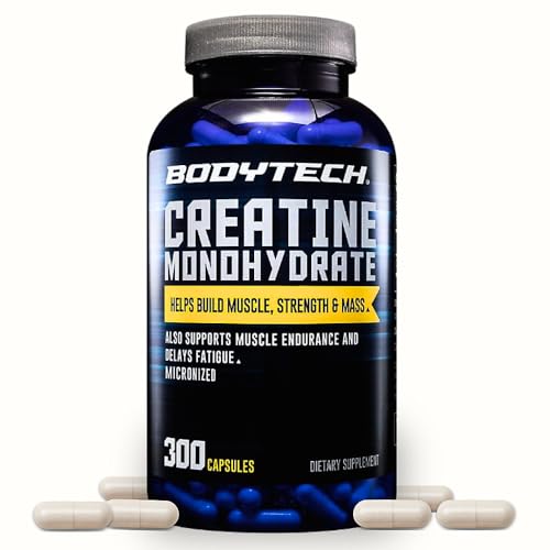 Image 1 of Default Title for the product BodyTech Creatine Monohydrate Capsules, Micronized, 2250 MG, 300 Capsules