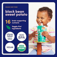 Thumbnail for Image 3 of Cerebelly Organic Baby Food Pouches Black Bean Sweet Potato Purees 4oz 6 Pack
