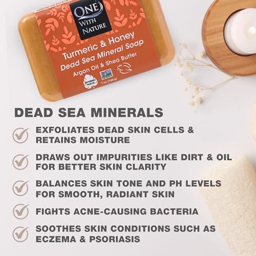 Image 2 of One With Nature Turmeric Soap Bar with Dead Sea Salt, 7 oz, 3 Pack
