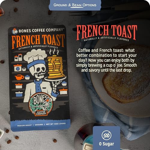 Image 2 of Bones Coffee Company French Toast Flavored Ground Coffee 12 Oz