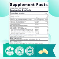 Thumbnail for Image 2 of Nextdia Vegan Omega 3 EPA DHA ALA Supplements + CoQ10, Vitamin D3 K2 for Women Men
