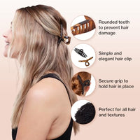 Thumbnail for Image 3 of Kitsch Large Loop Hair Clips for Women - Tortoise & Black, 2 Pcs