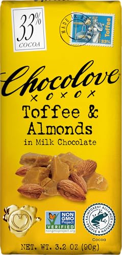 Image 1 of Default Title for the product Chocolove Milk Chocolate Bar Toffee & Almonds - 3.2 oz.