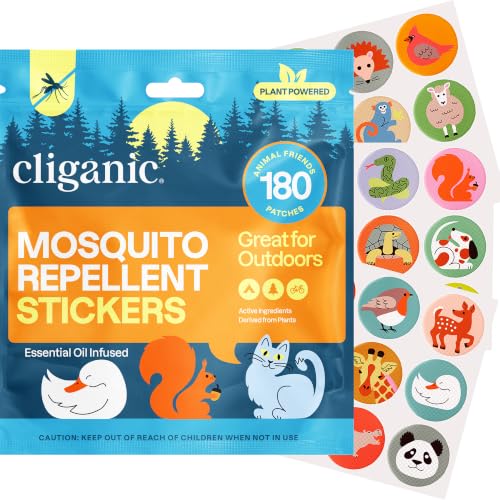 Image 1 of Animals / 180 Count (Pack of 1) for the product Cliganic Mosquito Repellent Stickers for Kids & Adults, Bug Patches, 180 Pk